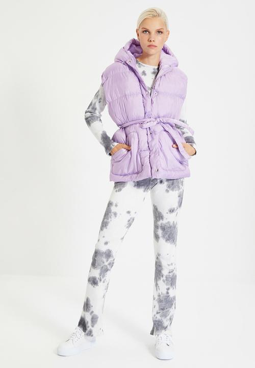 Trendyol - Belt hooded puffer vest - purple