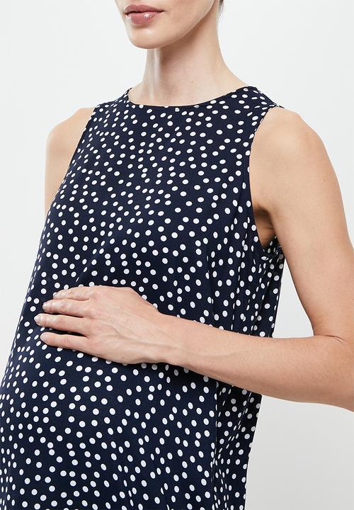 Superbalist - Maternity high neck trapeze dress - navy & white 