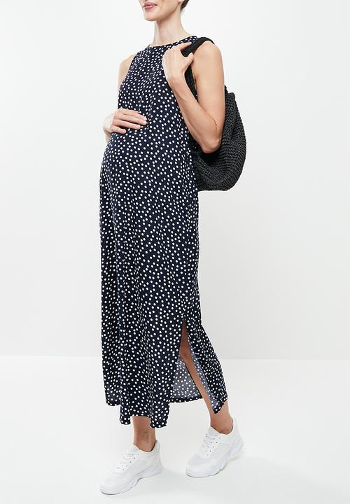 Superbalist - Maternity high neck trapeze dress - navy & white 