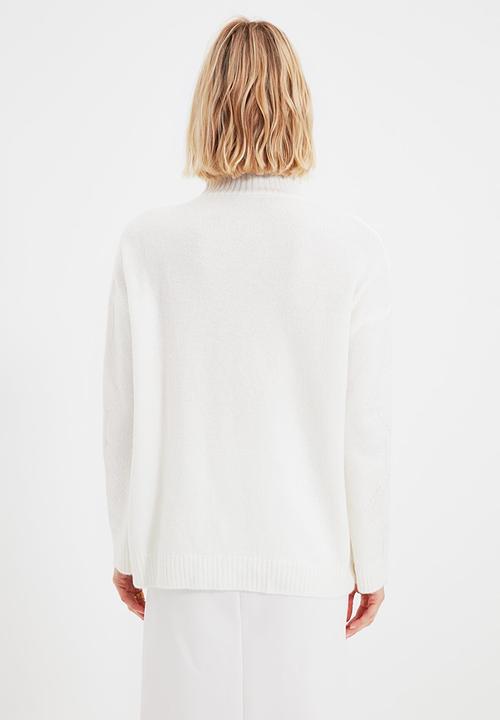Trendyol - Turtleneck knit sweater - white