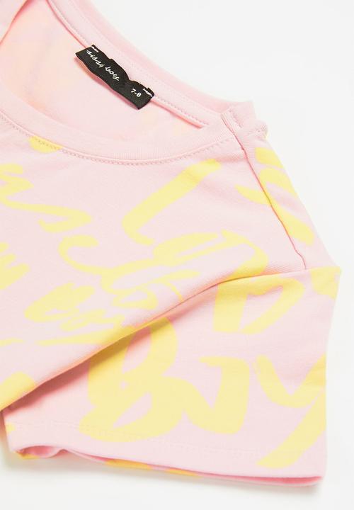 SISSY BOY - Rikki round neck tee - baby pink & pale yellow