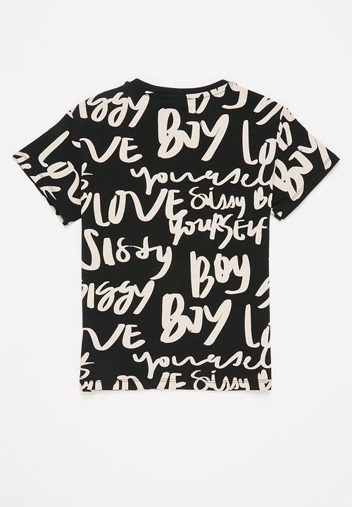 SISSY BOY - Rikki round neck tee - black & white