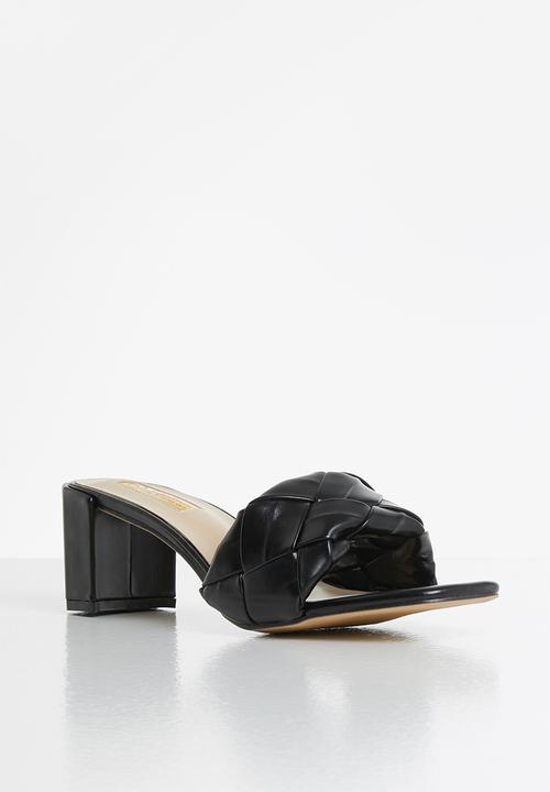 Seduction - Woven block heel mule - black