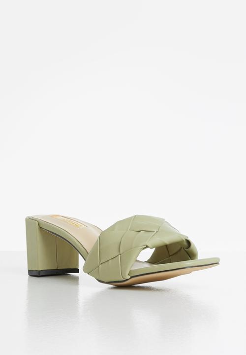 Seduction - Woven block heel mule - sage