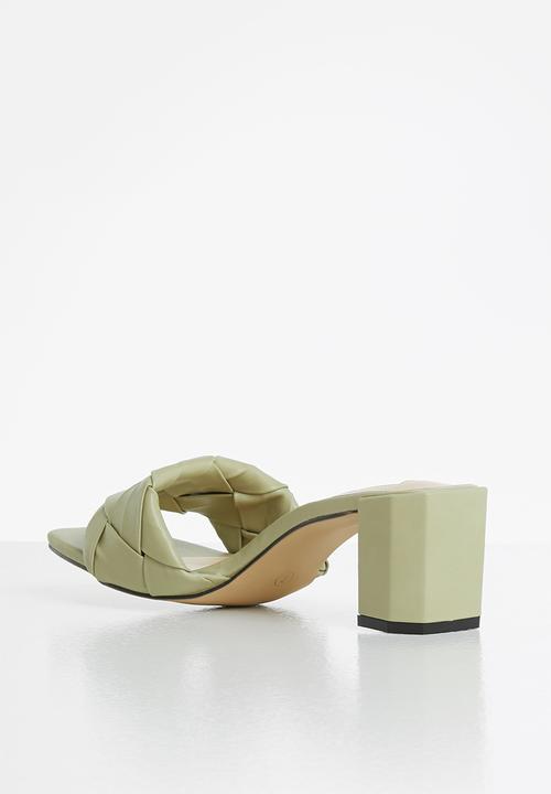 Seduction - Woven block heel mule - sage