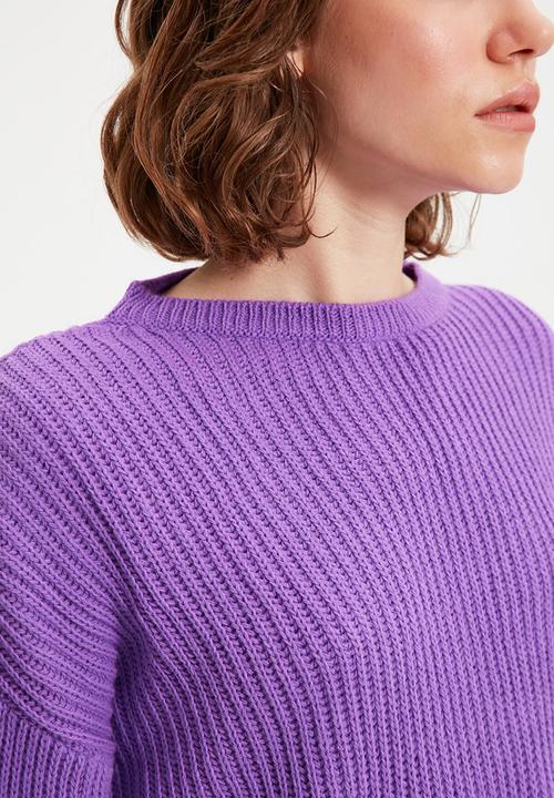 Trendyol - Crop spanish sleeve knit sweater - purple