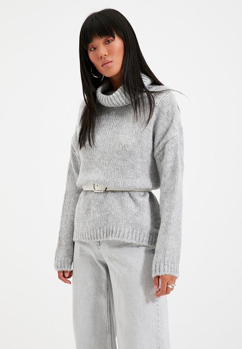 Trendyol - Turtleneck knit sweater - grey