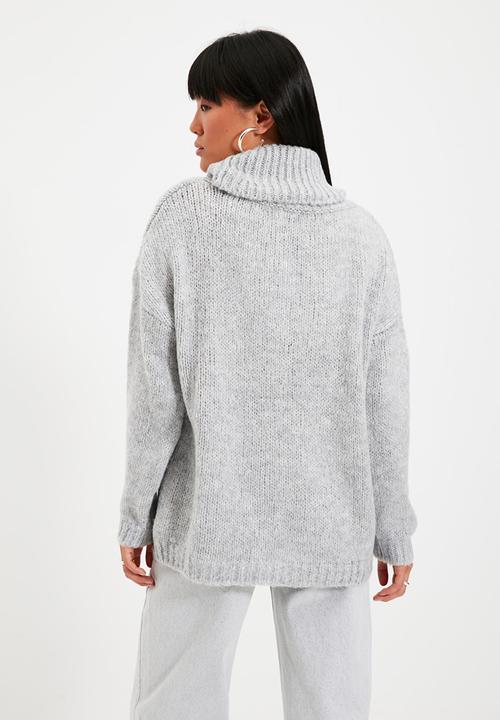Trendyol - Turtleneck knit sweater - grey