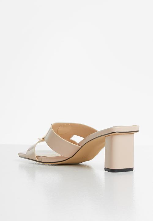 Seduction - Square tow block heel mule - neutral