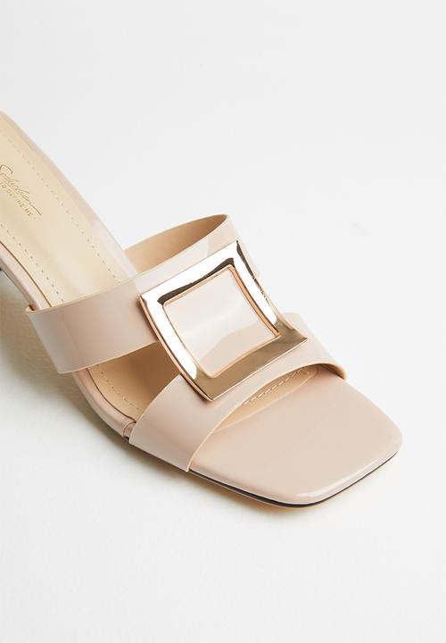 Seduction - Square tow block heel mule - neutral