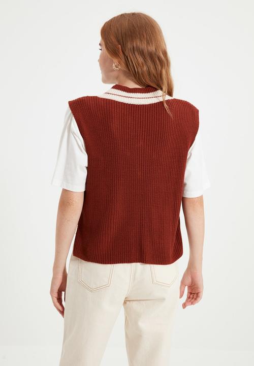 Trendyol - Collar detailed knit sweater - tobacco