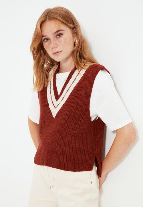 Trendyol - Collar detailed knit sweater - tobacco