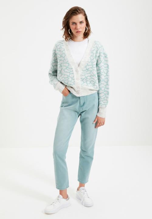 Trendyol - Jacquard knit cardigan - mint