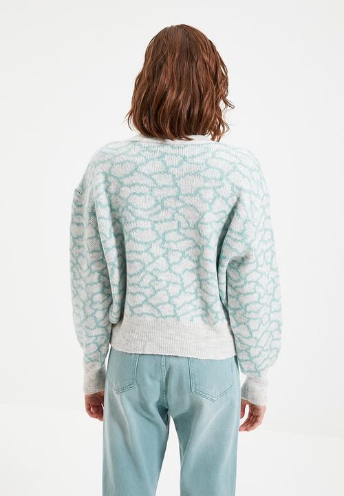 Trendyol - Jacquard knit cardigan - mint