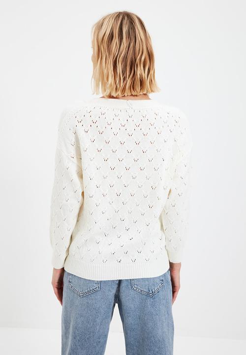Trendyol - Knitted cardigan - ecru