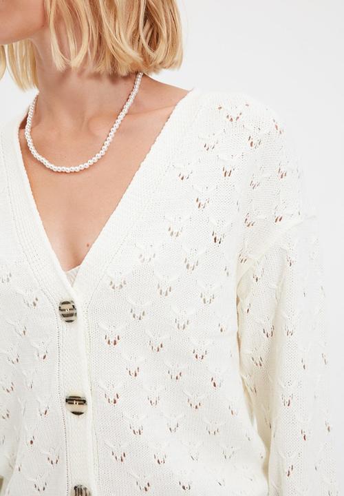 Trendyol - Knitted cardigan - ecru