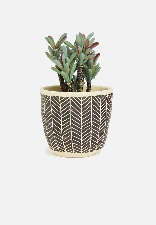H&S - Mini pattern planter - chevron etched