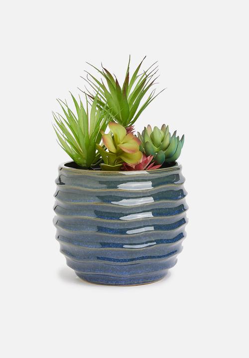 H&S - Contour reactive glaze pot - dark blue
