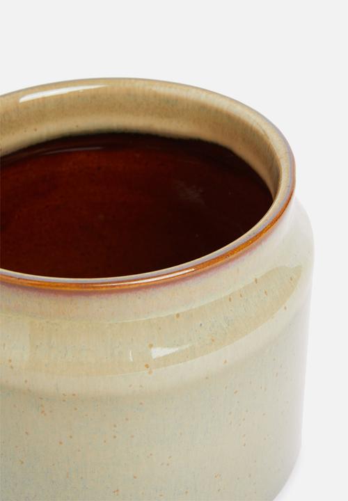 H&S - Lip porcelain reactive glaze pot - natural
