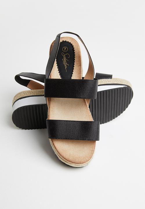 Seduction - Slingback flatform sandal - black