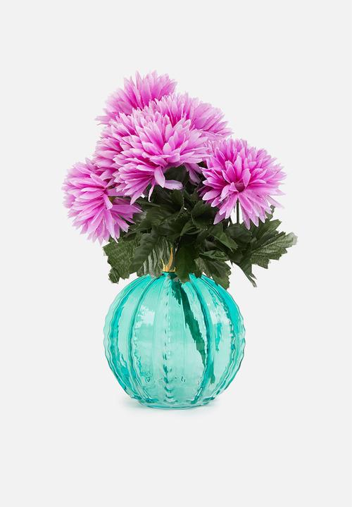 H&S - Golden neck glass vase - blue