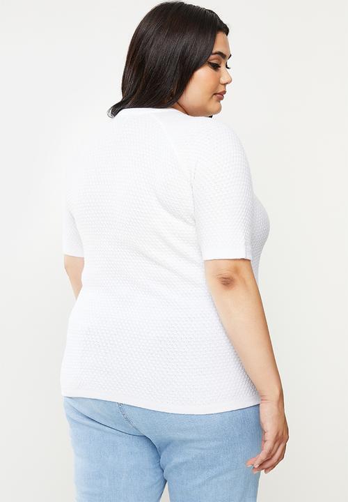 Me&B - Plus textured knitted top - milk