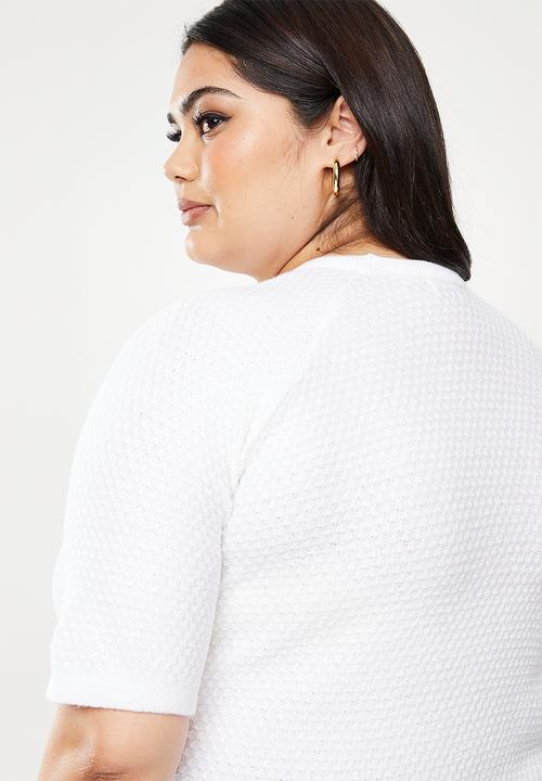 Me&B - Plus textured knitted top - milk