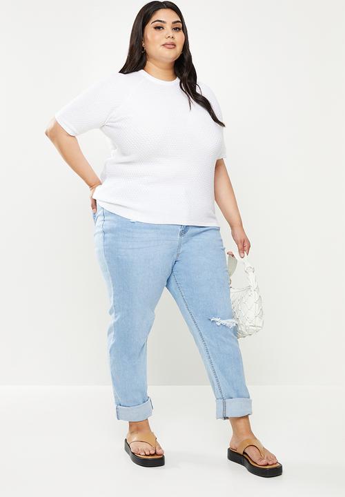 Me&B - Plus textured knitted top - milk