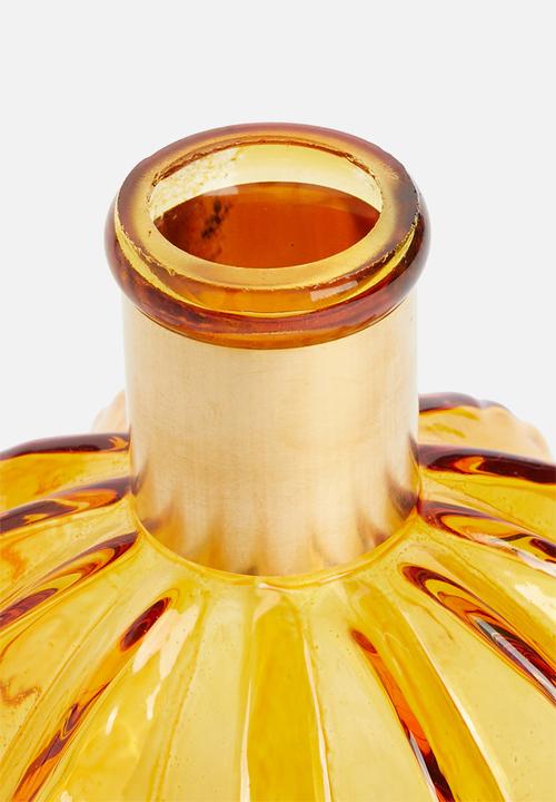 H&S - Golden neck glass vase - mustard