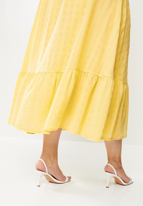 Me&B - Plus interest check wrap dress - marigold