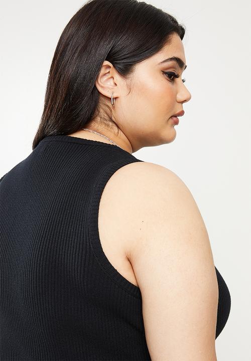 Me&B - Plus knitted rib vest - black
