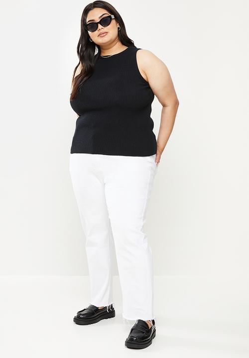 Me&B - Plus knitted rib vest - black