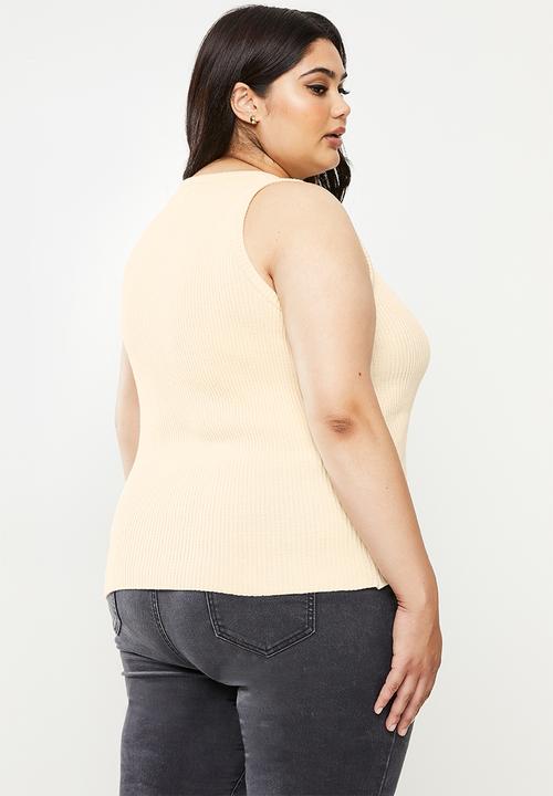 Me&B - Plus knitted rib vest - milk