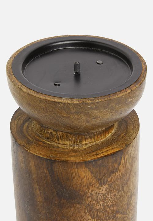 H&S - Wooden pillar candle holder - natural