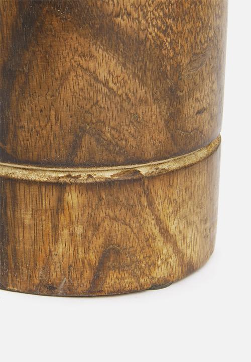 H&S - Wooden pillar candle holder - natural