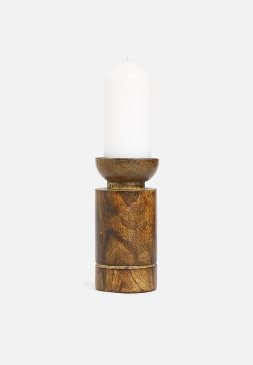 H&S - Wooden pillar candle holder - natural