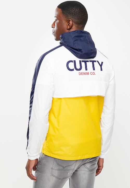 Cutty - Retro hooded colour block jacket - white