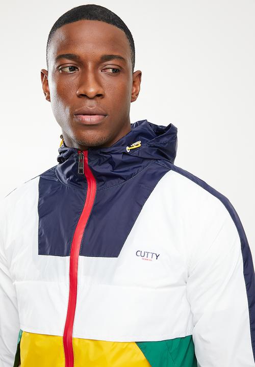 Cutty - Retro hooded colour block jacket - white