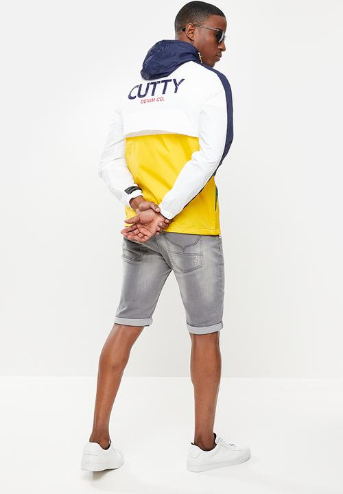 Cutty - Retro hooded colour block jacket - white