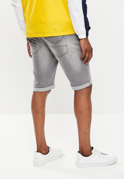 Cutty - Fade regular fit denim shorts - grey
