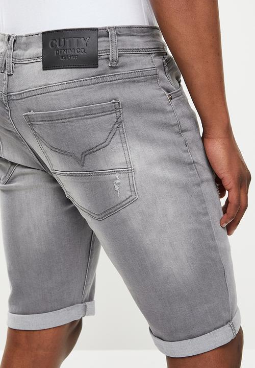 Cutty - Fade regular fit denim shorts - grey