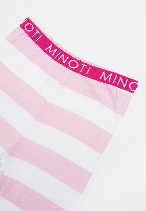 MINOTI - 2 piece girls cat face striped pyjama set - pink 