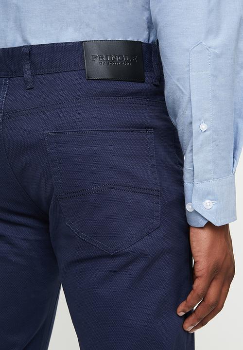 Pringle of Scotland - 5pocket chino tailored - navy pattern