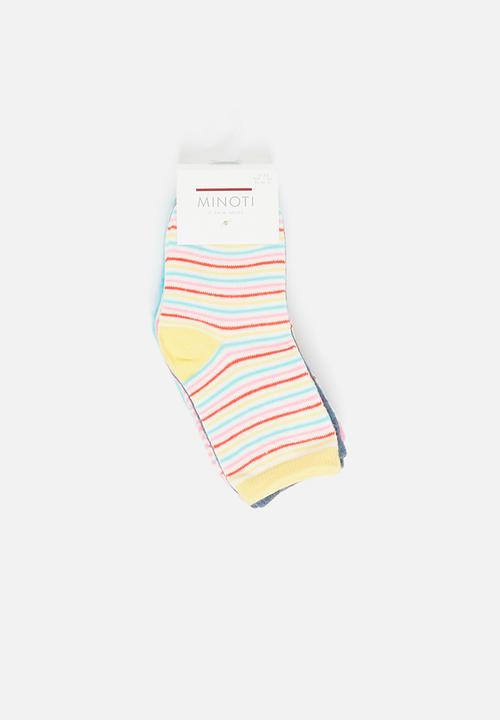 MINOTI - Girls 5pk unicorn stripe socks - multi 