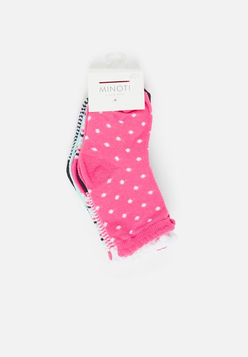 MINOTI - Girls 5 pack happy smile socks - multi