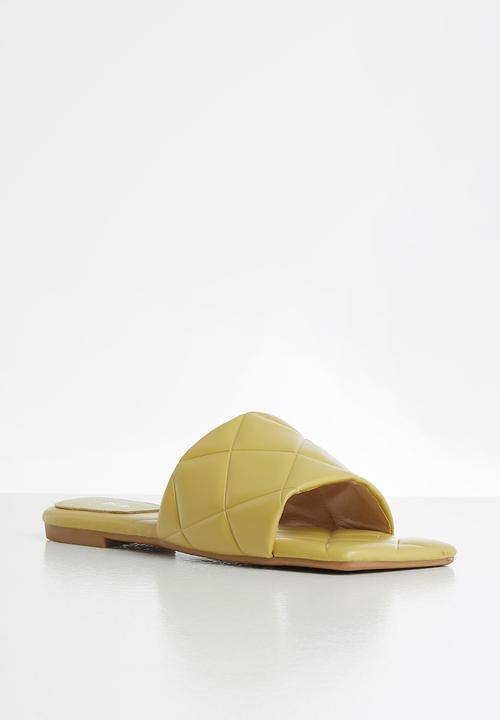Plum - Coral padded square toe sandal - mustard