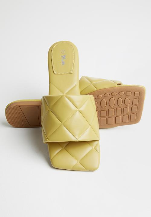 Plum - Coral padded square toe sandal - mustard