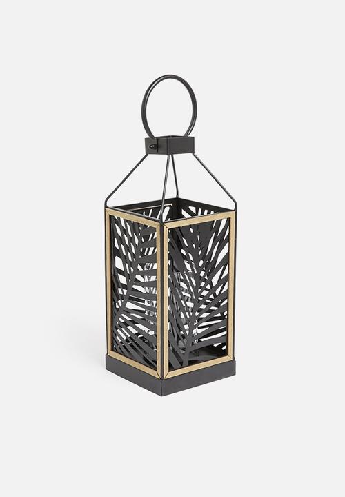 H&S - Bar metal lantern- black & natural 