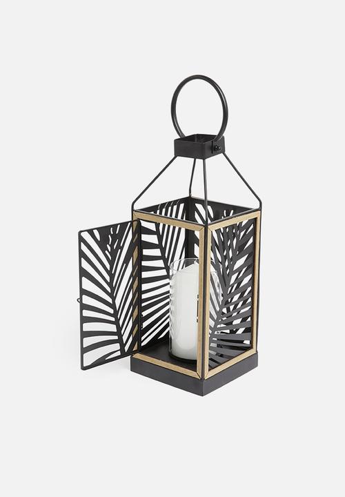 H&S - Bar metal lantern- black & natural 