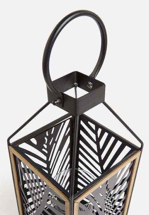 H&S - Bar metal lantern- black & natural 